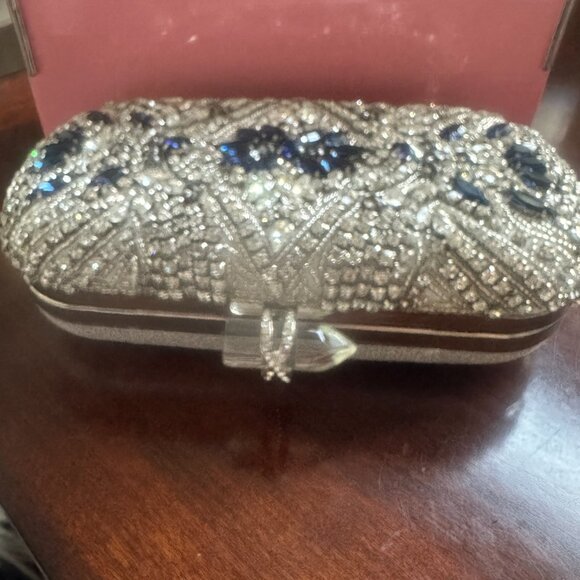 Silver and Montana Blue Crystal Bridal Clutch - Picture 4 of 7